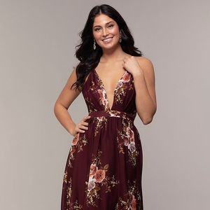 Elegant Long Floral-Print Formal Dress